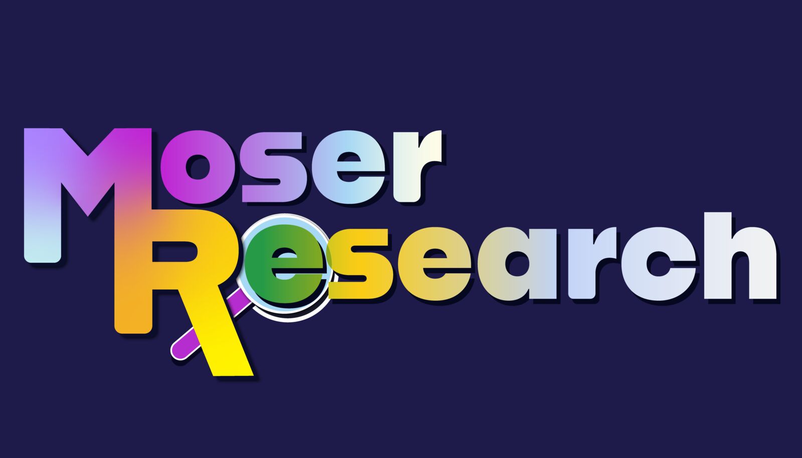 The new Moser Research logo design process, showing the evolution from concept to final version